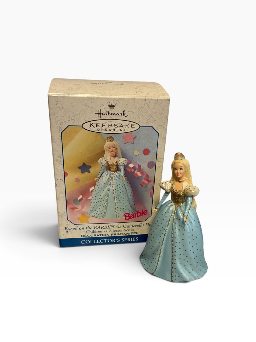 Hallmark Keepsake Barbie as Cinderella Ornament 1999 Collector Series Blue Gold